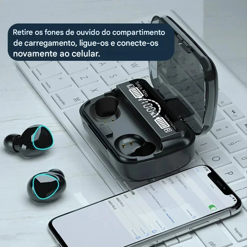 M10 Bluetooth Headphones with Microphone, Earphone Charger Box, Wireless Headphones, LED Display Screen